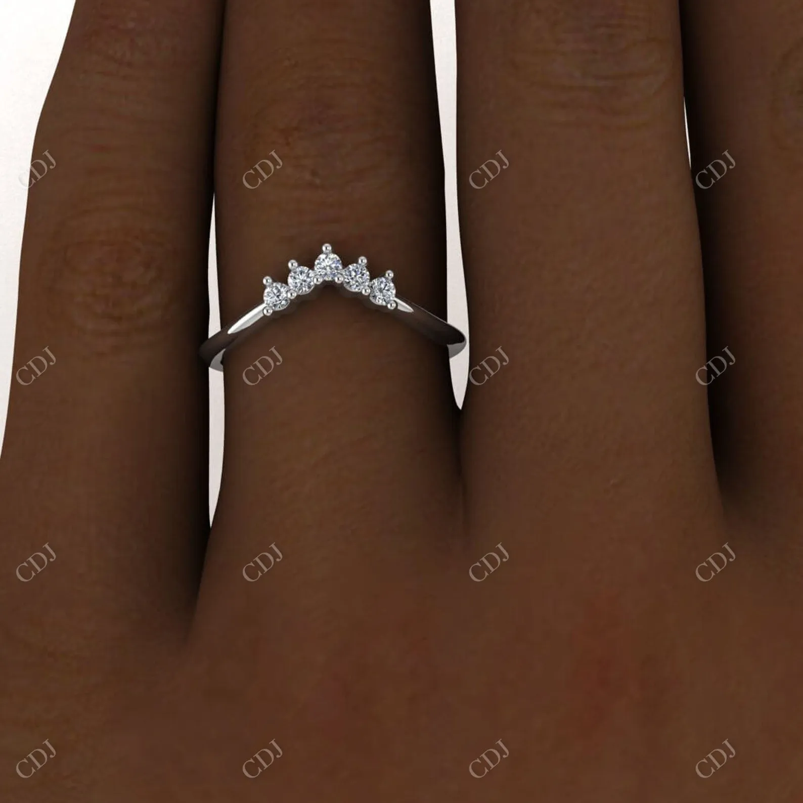 0.15CTW White Gold Belen Curved Diamond Wedding Band