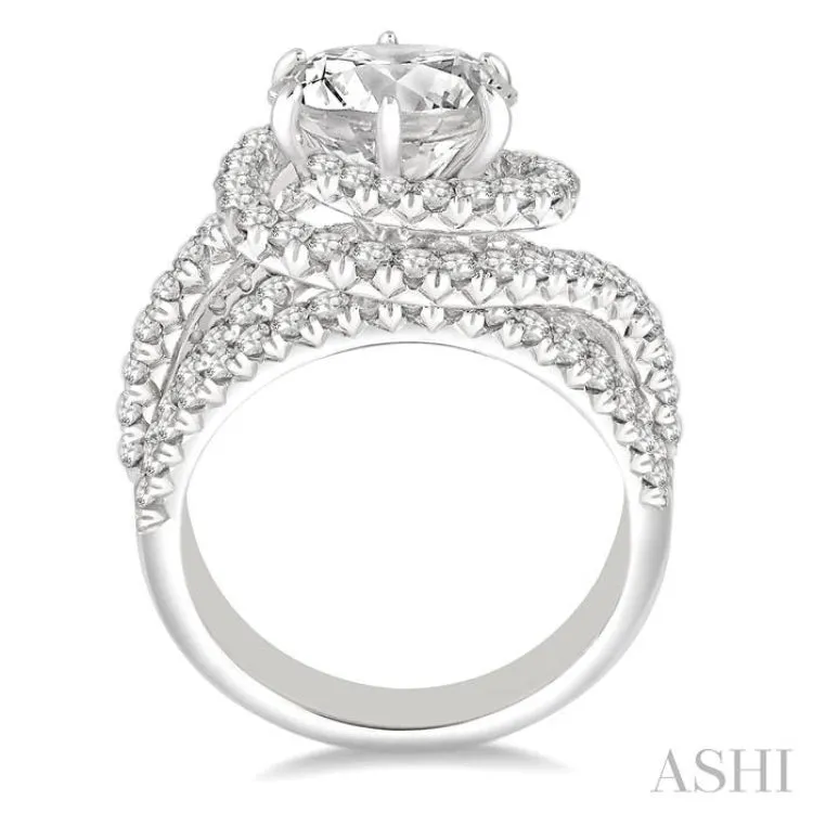 1 1/2 Ctw Diamond Semi-mount Engagement Ring in 14K White Gold