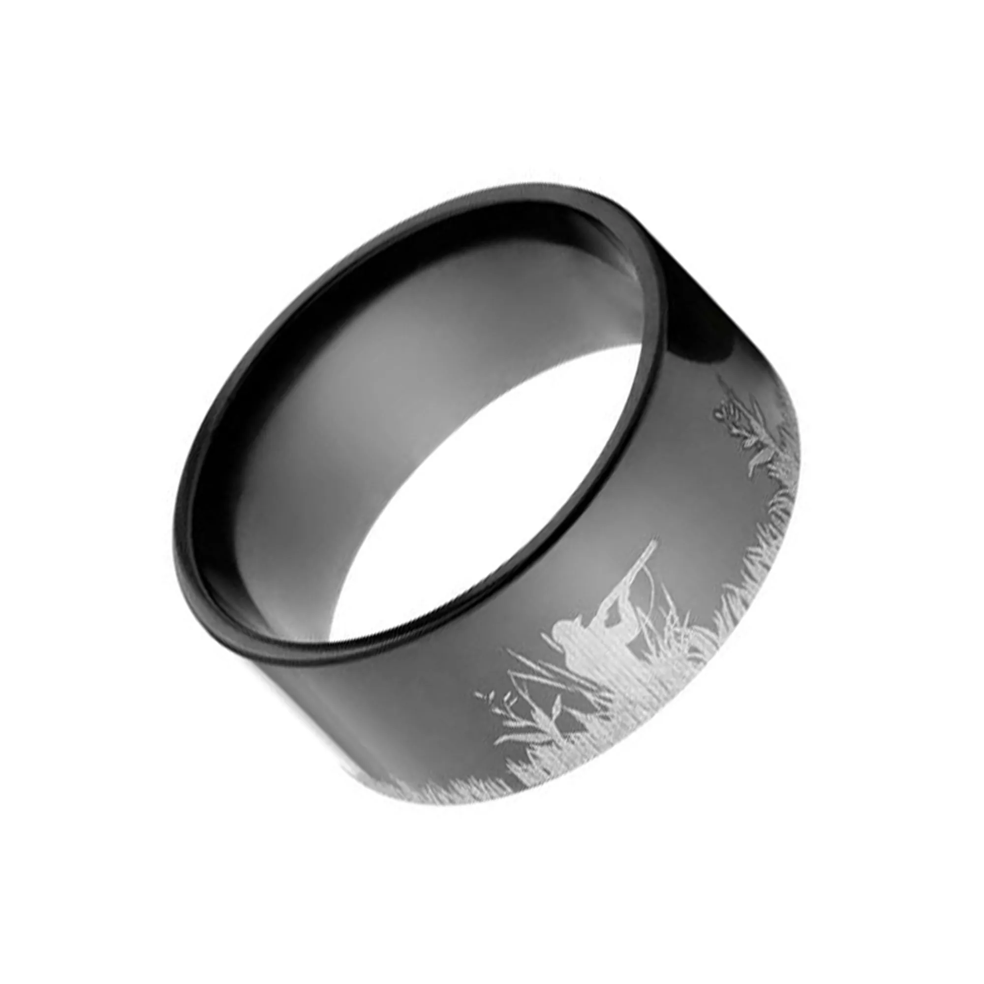 10mm Black Zirconium Duck Hunt Ring - Men's Wedding Bands