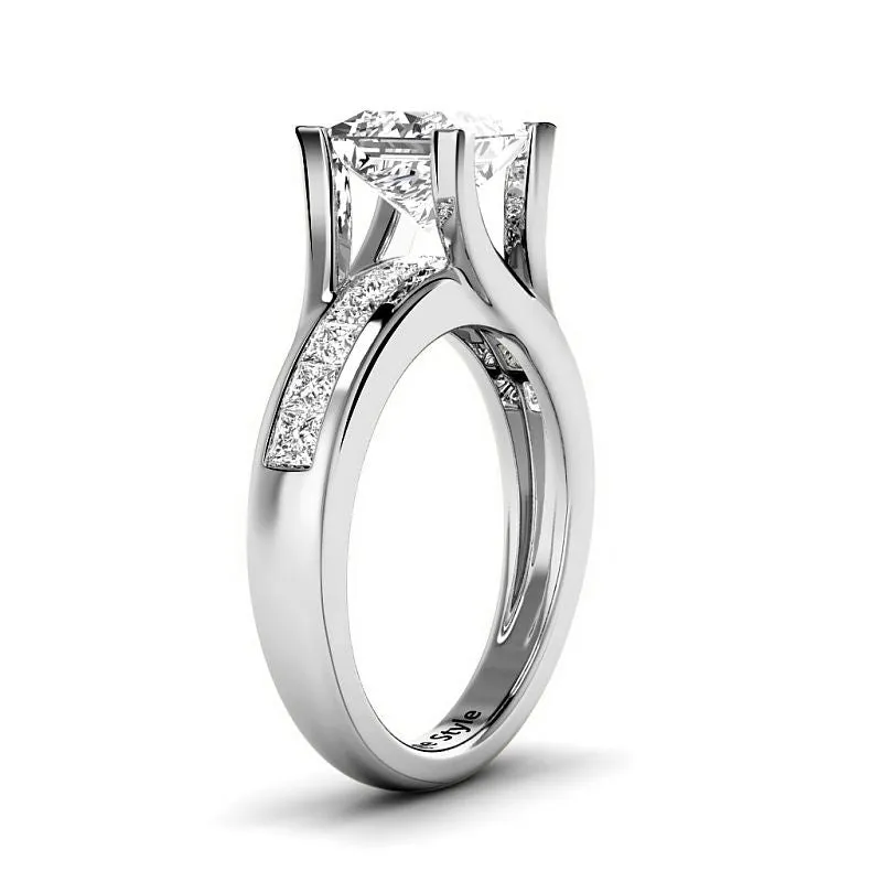 1.10-3.60 CT Princess Cut Lab Grown Diamonds - Engagement Ring