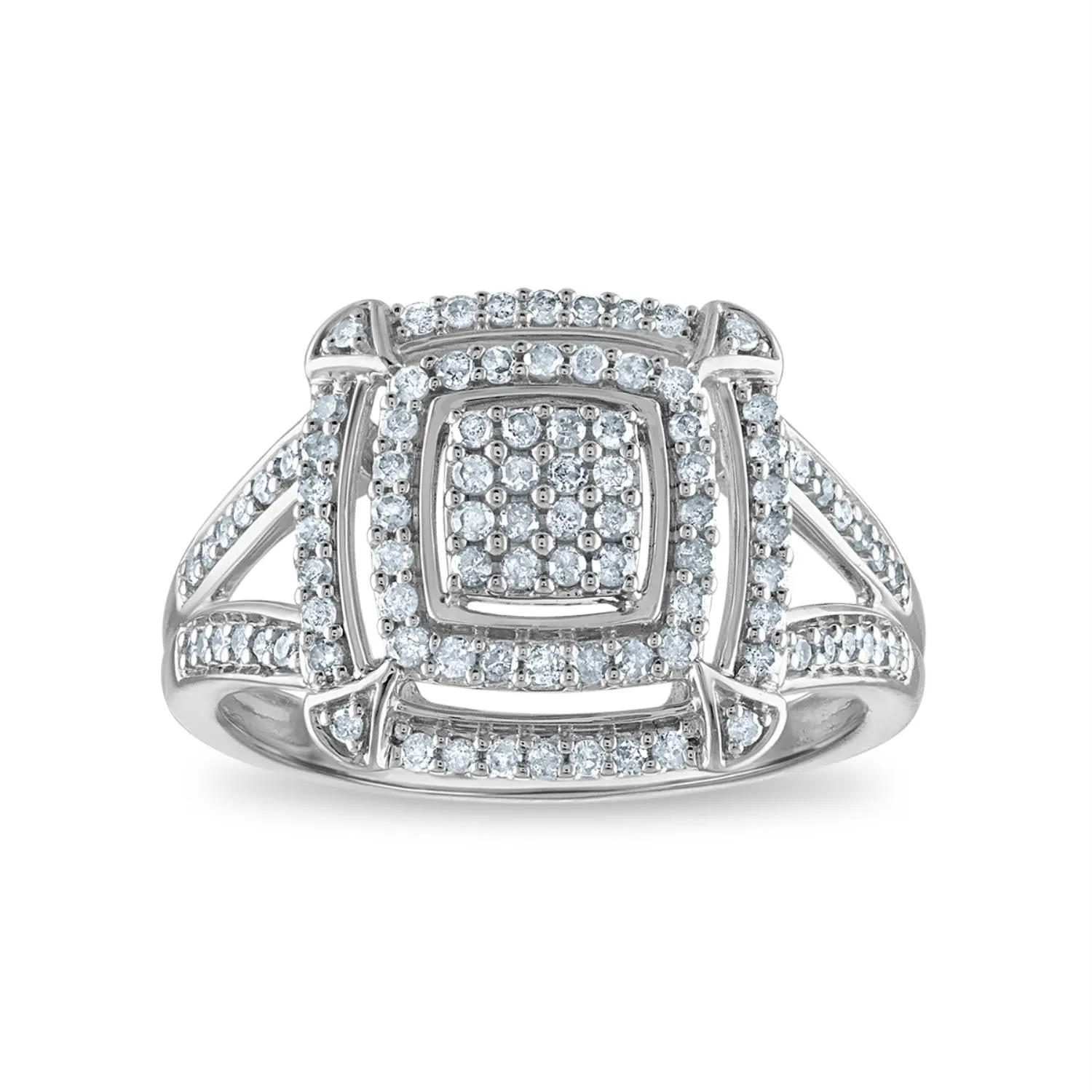 1/2 CTW Diamond Fashion Ring in Rhodium Plated Sterling Silver