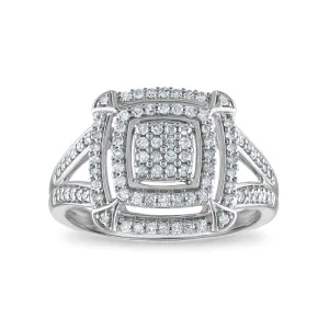 1/2 CTW Diamond Fashion Ring in Rhodium Plated Sterling Silver