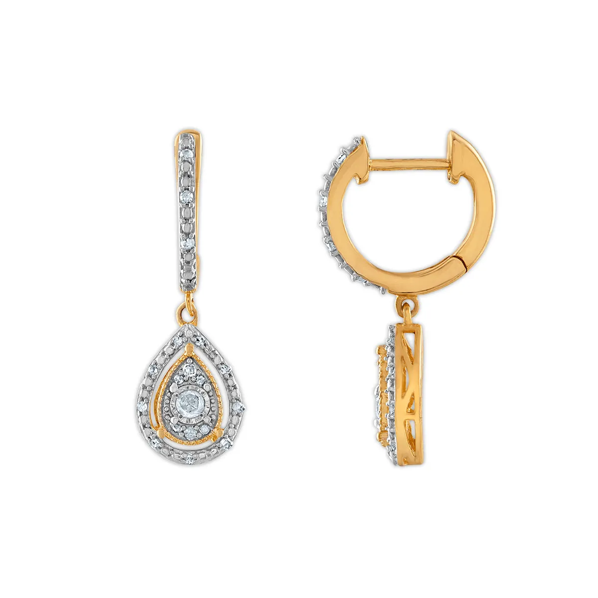 1/2 CTW Diamond Pendant and Earrings Set in Gold Plated Sterling Silver