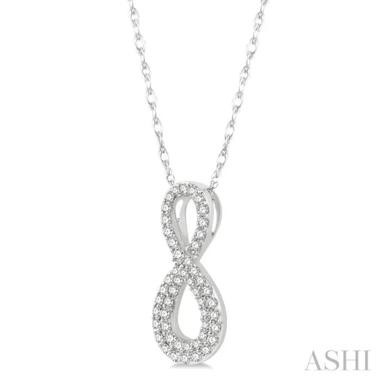 1/4 Ctw Round Cut Diamond Infinity Pendant With Chain in 14K White Gold