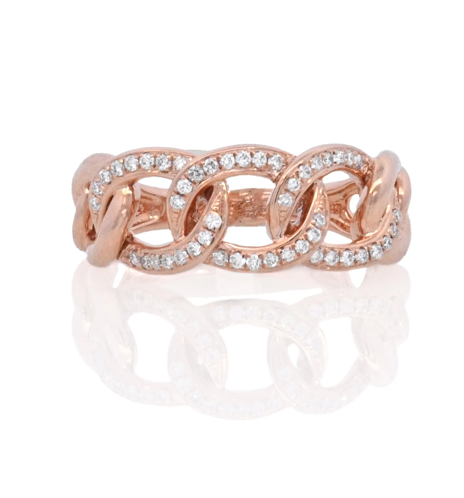 14K Rose Gold 0.18ct. Diamond Chain Link Fashion Ring