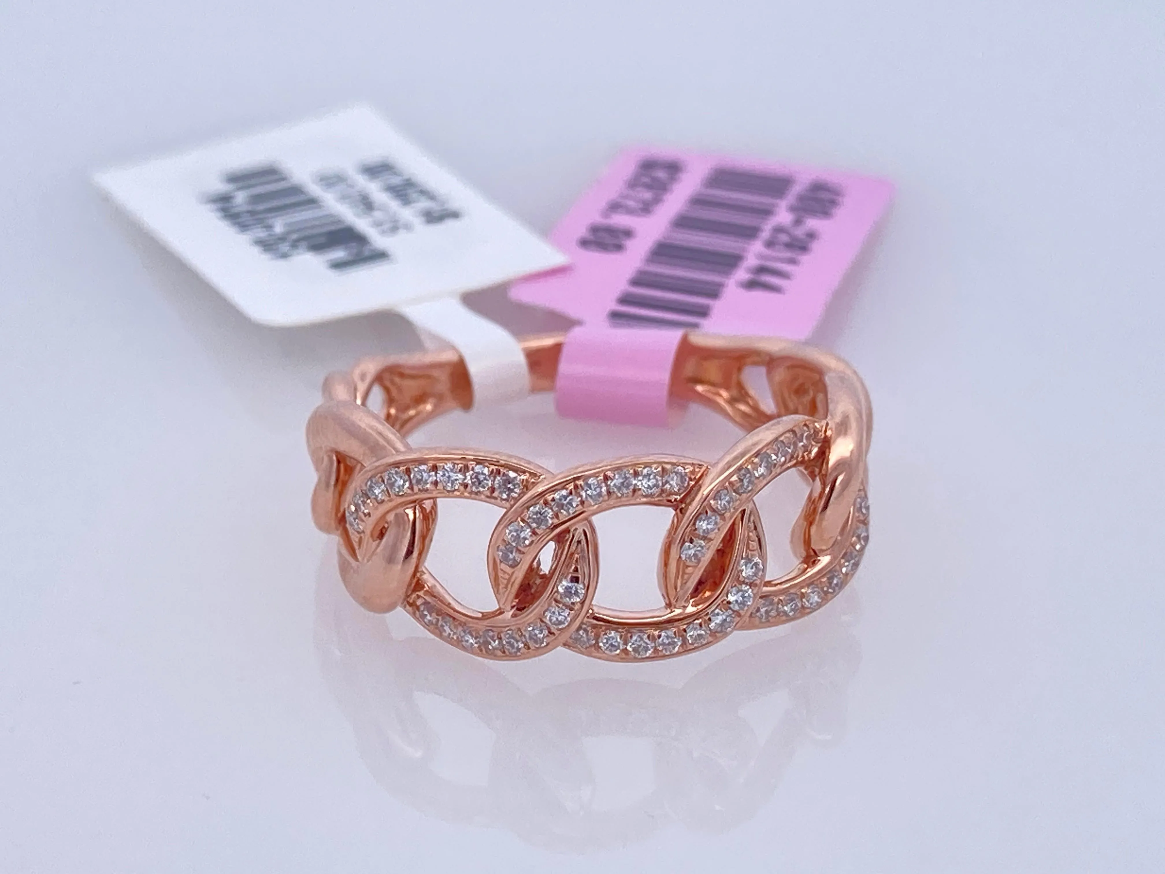 14K Rose Gold 0.18ct. Diamond Chain Link Fashion Ring