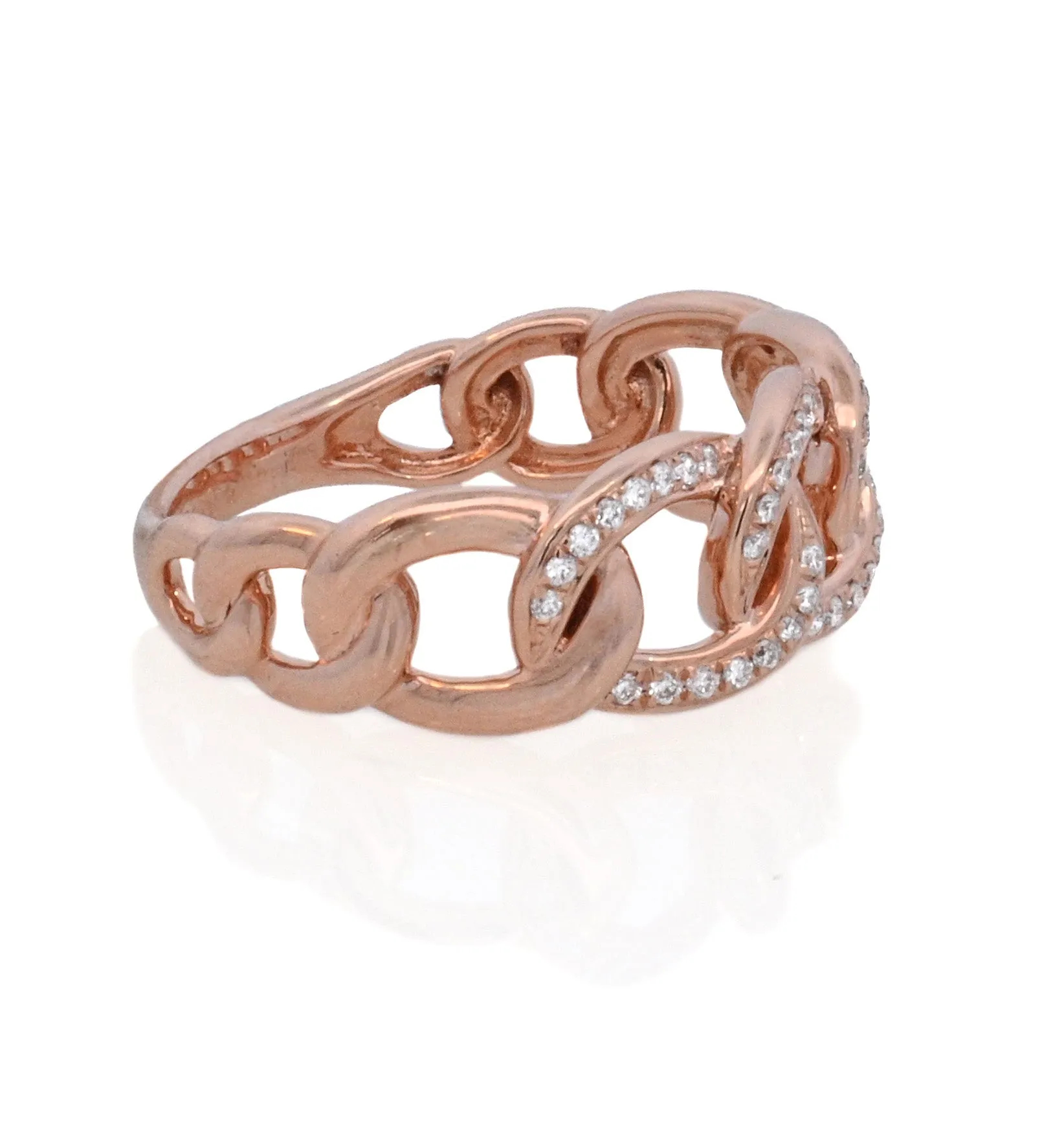 14K Rose Gold 0.18ct. Diamond Chain Link Fashion Ring