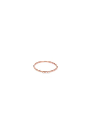 14K Solid Rose Gold 3 Stones Ball Linked Ring