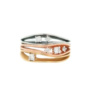 14K Three- Tone 0.28ct. Diamond Fashion Ring