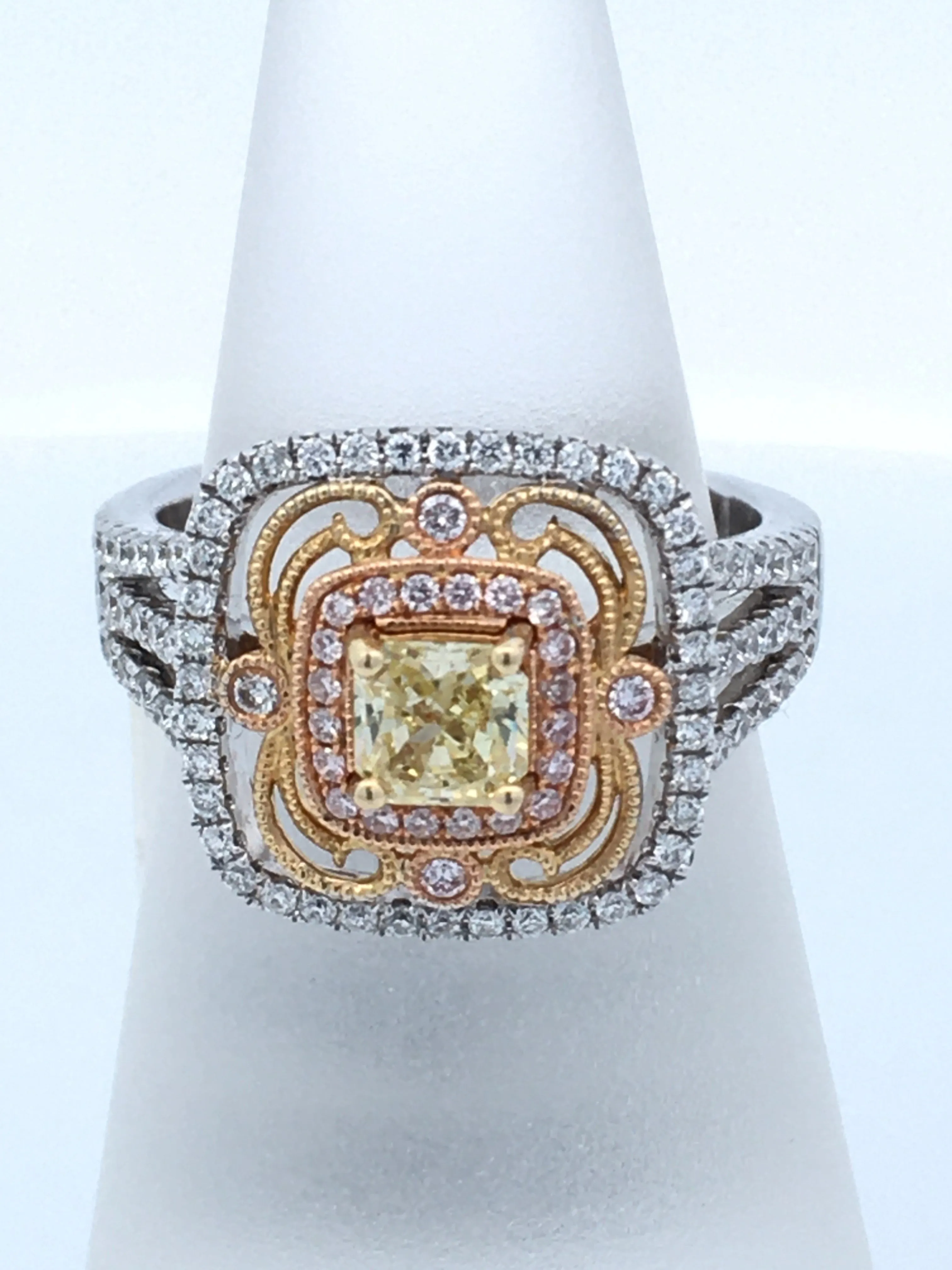 14K Three-Tone 0.50ct. Yellow Diamond Fashion Ring