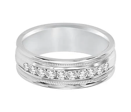 14K White Gold Channel Set Diamond Band