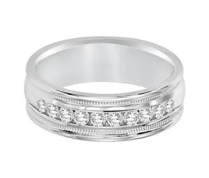 14K White Gold Channel Set Diamond Band