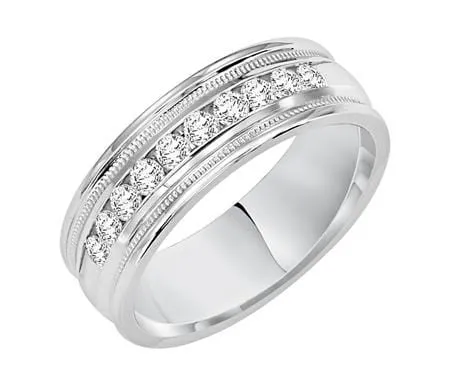 14K White Gold Channel Set Diamond Band