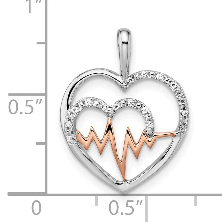 14k White, Rose Gold Polished Finish 0.048-CT Diamond Women's Heart in Heart Modern Fancy Design Charm Pendant