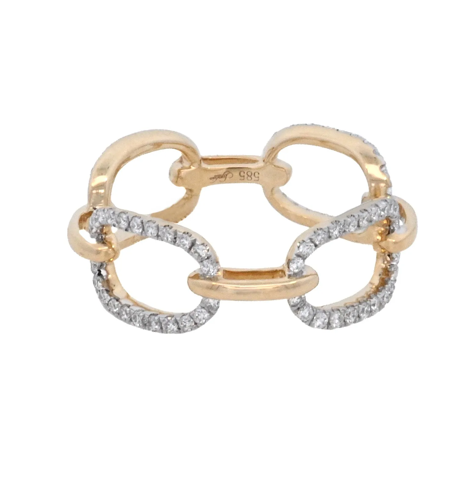 14K Yellow Gold 0.33ct. Diamond Chain Link Fashion Ring