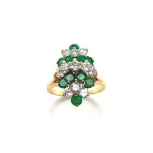 14k Yellow Gold Emerald and Diamond Ring - Estate