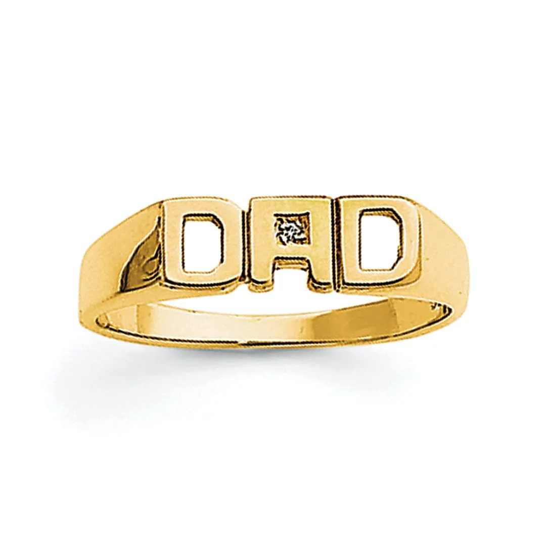 14k Yellow Gold Polished Men's Diamond Dad Ring