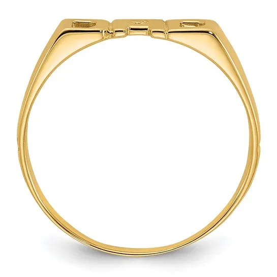 14k Yellow Gold Polished Men's Diamond Dad Ring