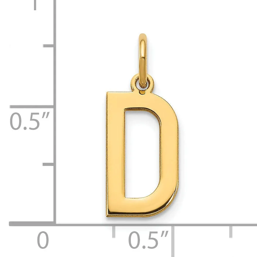 14k Yellow Gold Women's Letter D Initial Charm Pendant