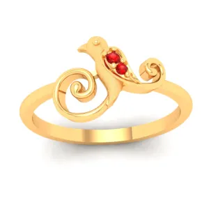 18k Bird Shaped Gold Ring With Finest Stones From Online Exclusive Collection