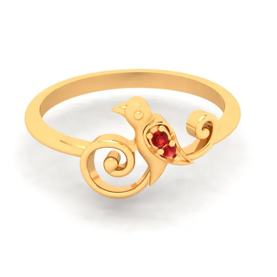 18k Bird Shaped Gold Ring With Finest Stones From Online Exclusive Collection