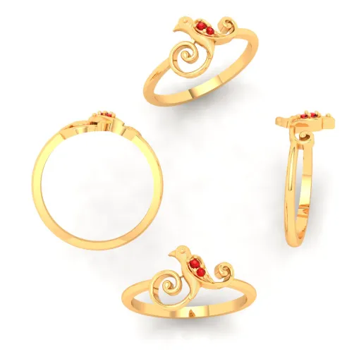 18k Bird Shaped Gold Ring With Finest Stones From Online Exclusive Collection