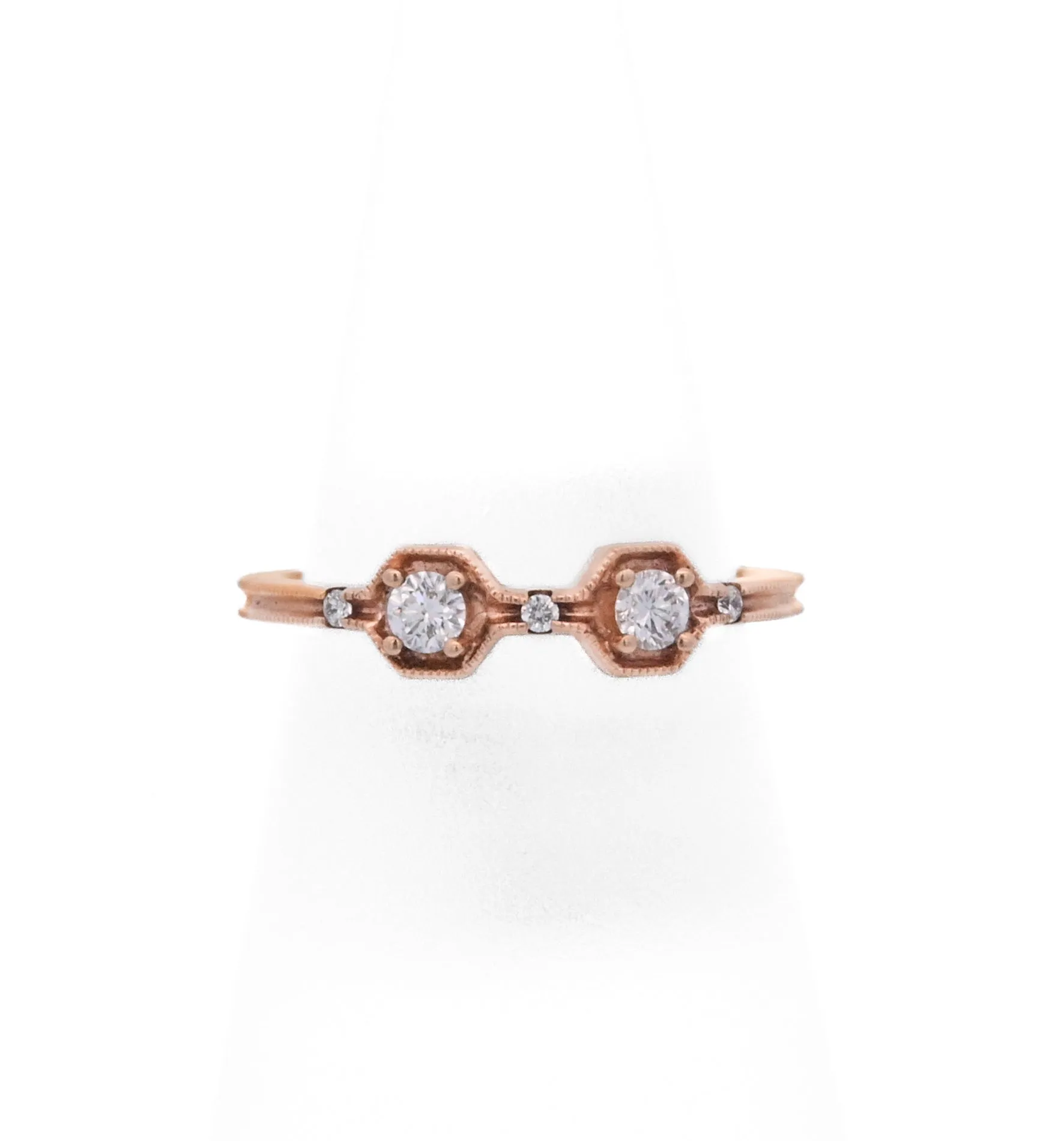 18K Rose Gold 0.19ct. Diamond Geometric Fashion Ring