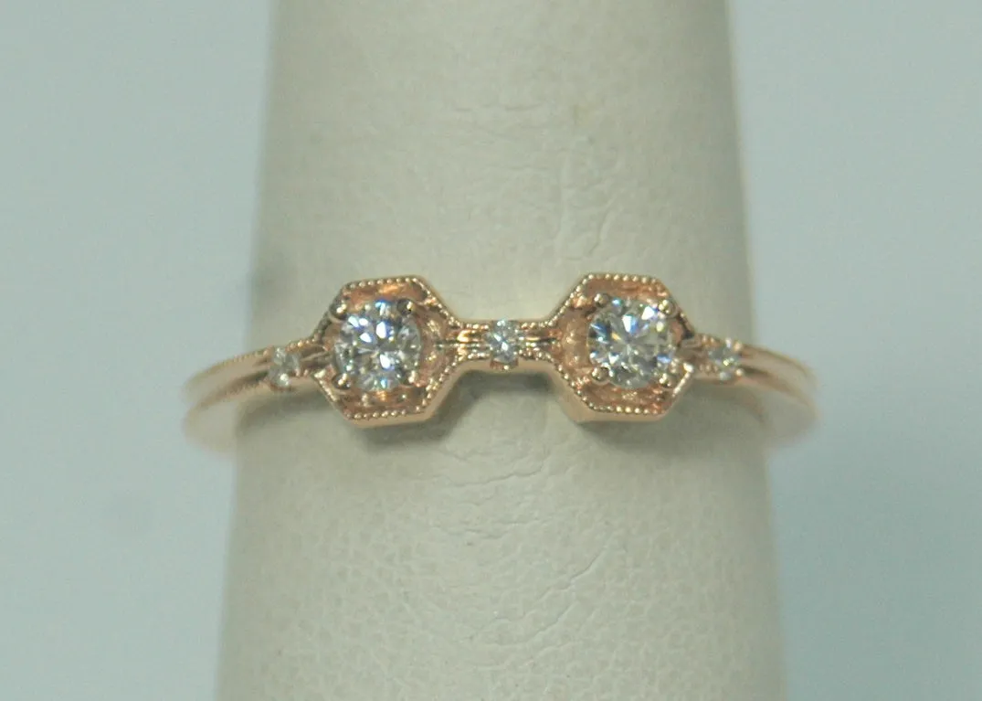 18K Rose Gold 0.19ct. Diamond Geometric Fashion Ring