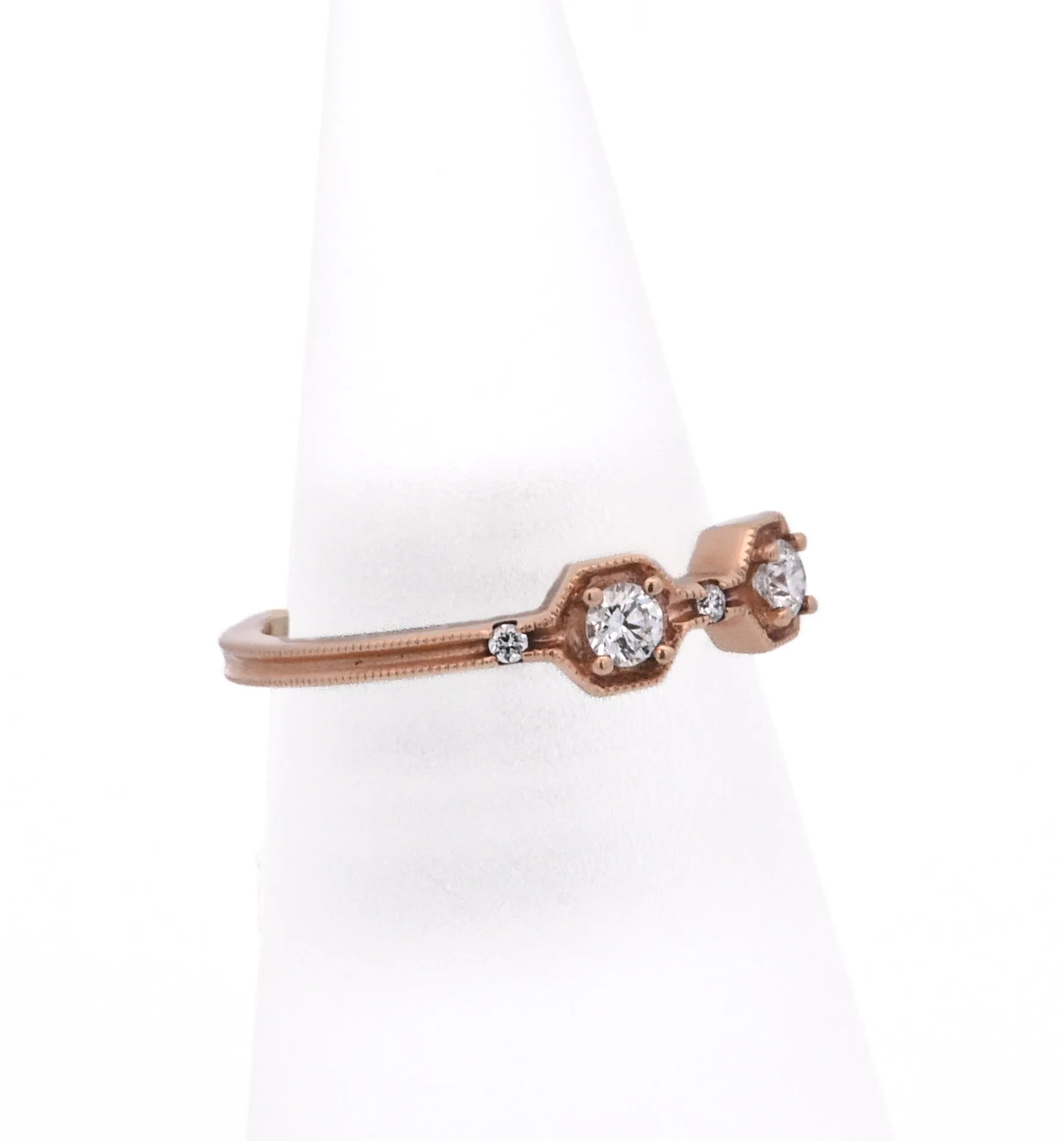 18K Rose Gold 0.19ct. Diamond Geometric Fashion Ring