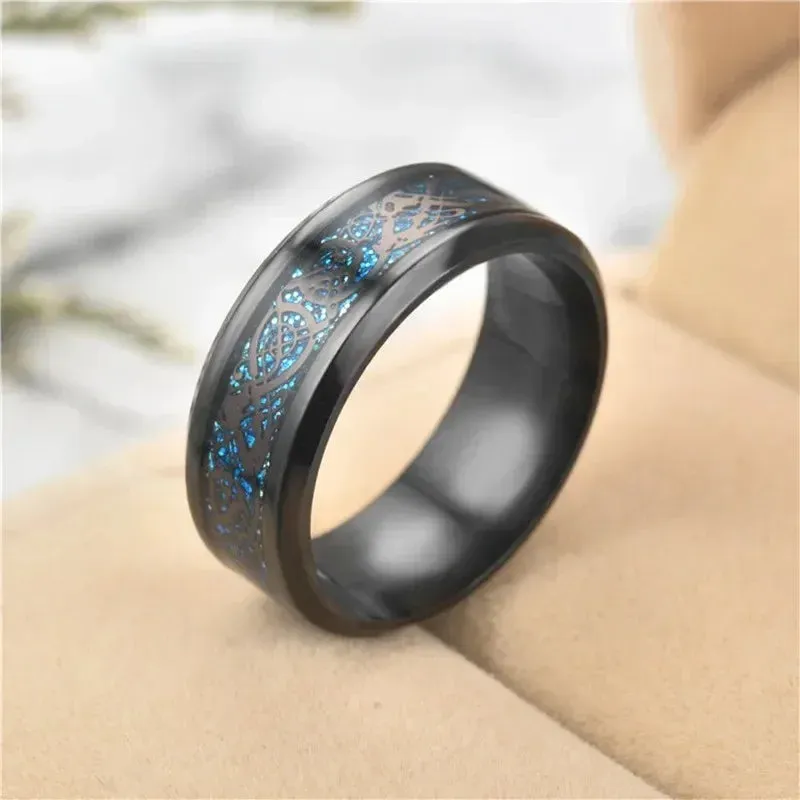 2023 Cool Gold Color Men Dragon Pattern Crystal Animal Rings Punk Man Jewelry for Party Wedding Accessories