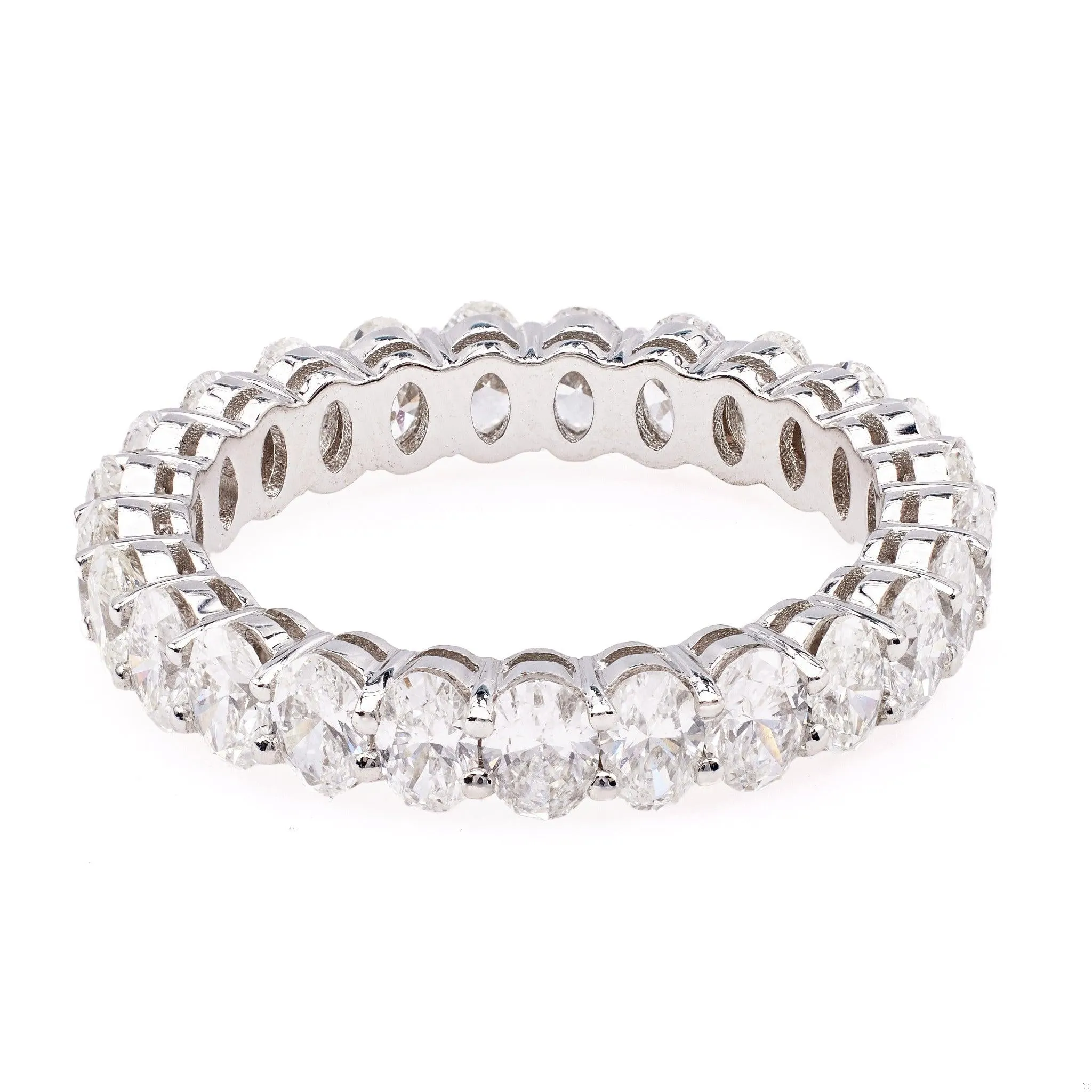 2.25 Carat Total Weight Oval Cut Diamond Platinum Eternity Band