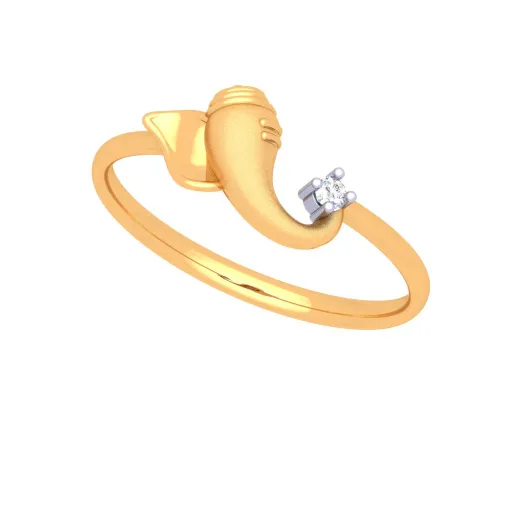 22k Lord Ganesha Gold Ring With Four-dimensional Clear-cut Gem From Goldlites Collection