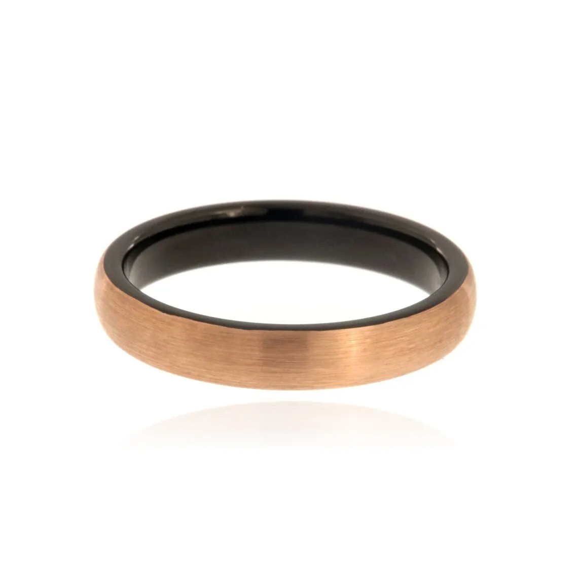 4mm Tungsten Carbide Men's Ring With Black Interior And Rose Gold Brush Finish Exterior - FREE Personalization