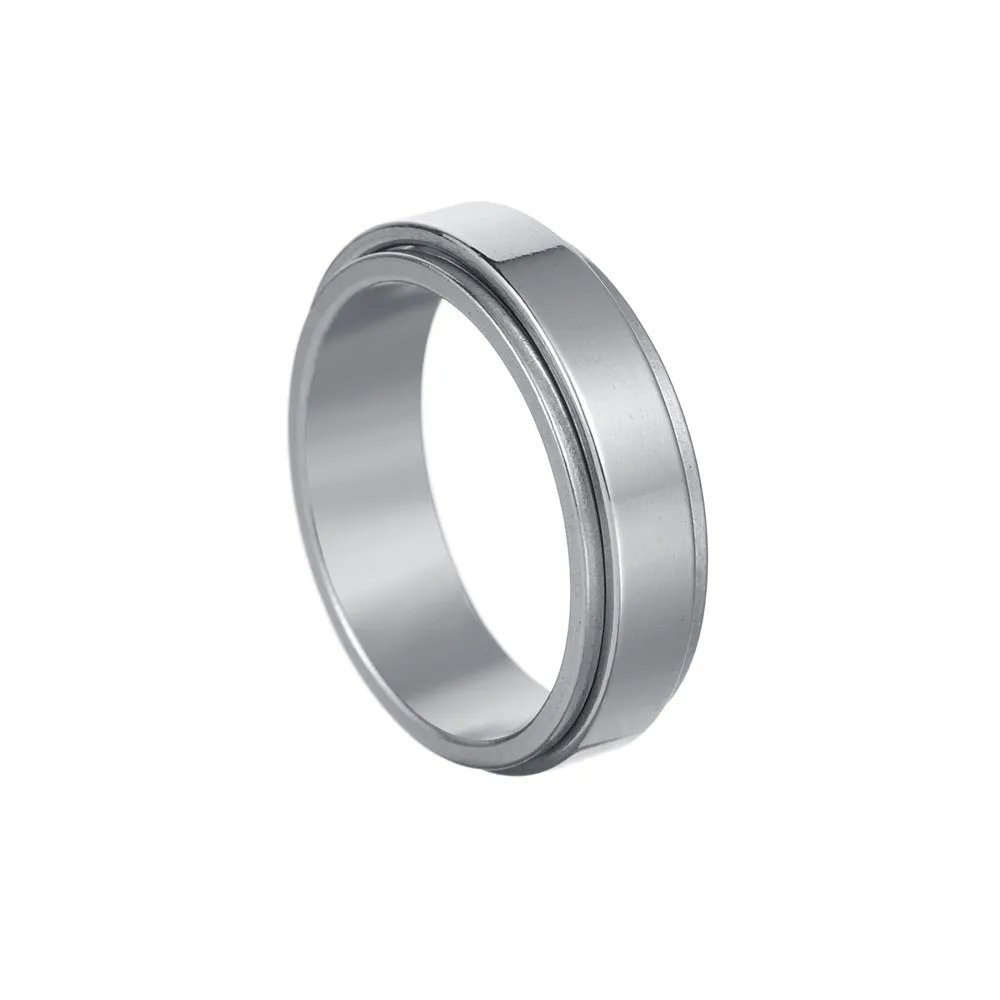 6MM Titanium Steel Ring with Rhinestones - Elegant Rotating Beauty