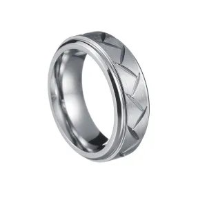 8MM Titanium Steel Flower Twill Men's Ring - Cross-Border Amazon Explosions Jewelry in Europe and the United States