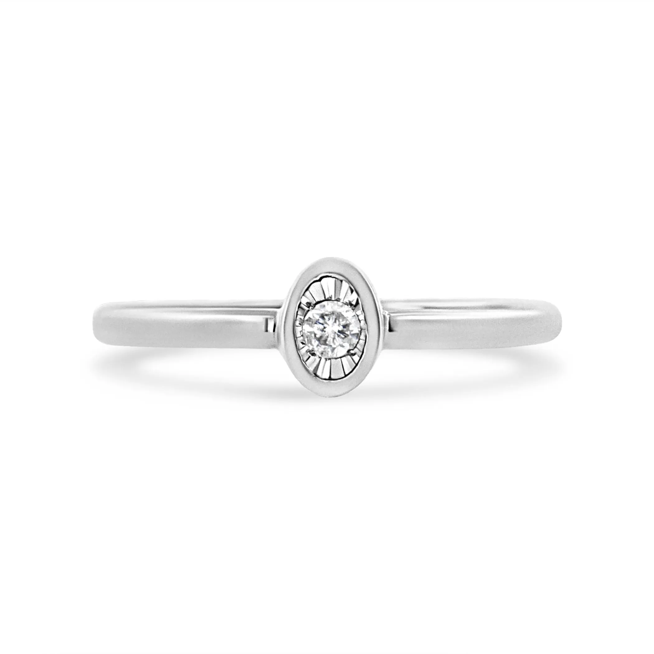 .925 Sterling Silver 1/20 Cttw Miracle Set Diamond Oval Shaped Promise Ring (J-K Color, I1-I2 Clarity)