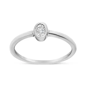 .925 Sterling Silver 1/20 Cttw Miracle Set Diamond Oval Shaped Promise Ring (J-K Color, I1-I2 Clarity)