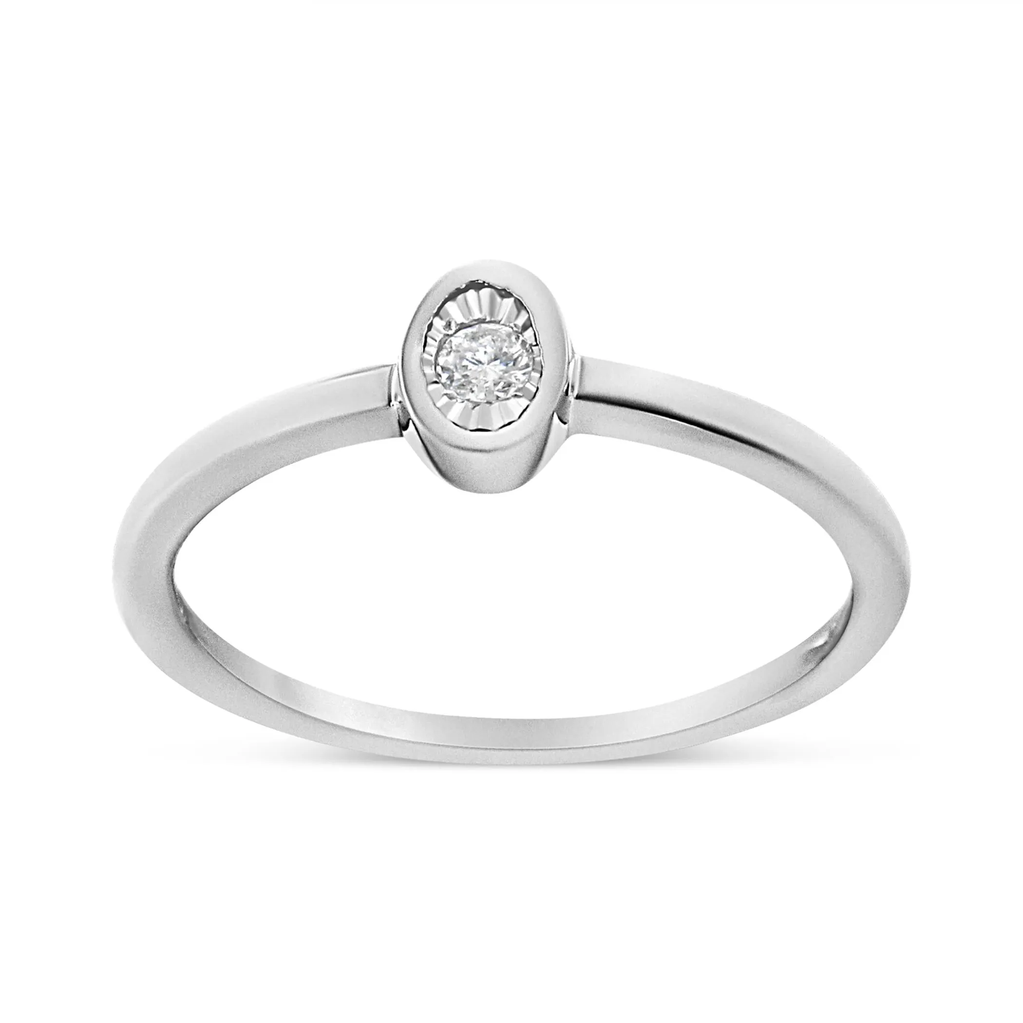 .925 Sterling Silver 1/20 Cttw Miracle Set Diamond Oval Shaped Promise Ring (J-K Color, I1-I2 Clarity)