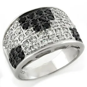 925 Sterling Silver Ring AAA GRD CZ Jet LOAS1088 for Women Style BlackIon