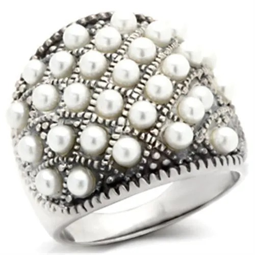 925 Sterling Silver Ring Synthetic White 410108 for Women Style Antique