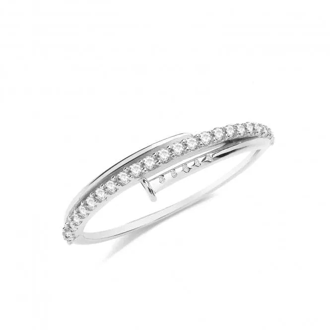 9ct White Gold Zirconia Nail Ring RN967W