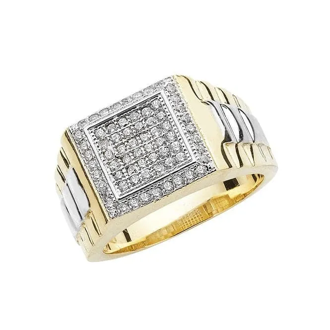 9ct Yellow Gold Mens Zirconia Ring RN697