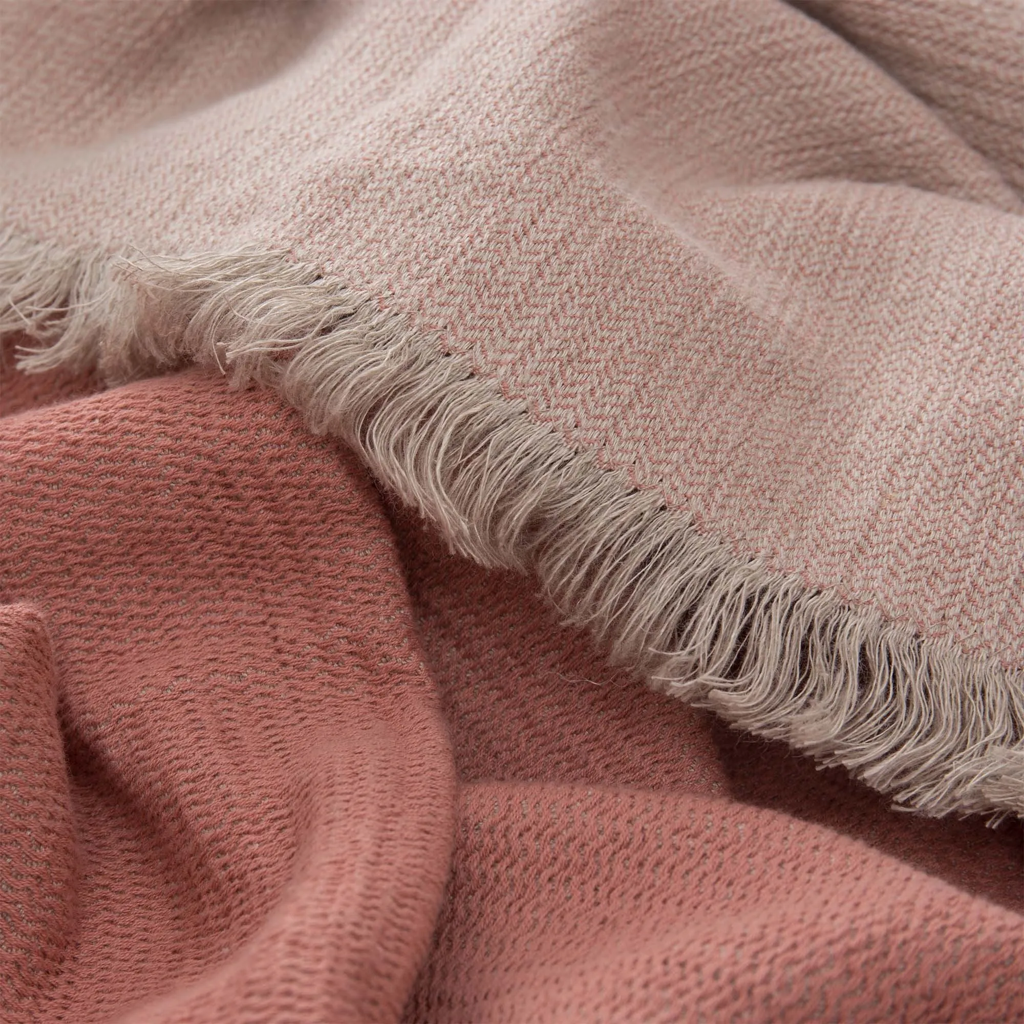 Alkas Cotton Blanket [Dusty pink/Stone grey]