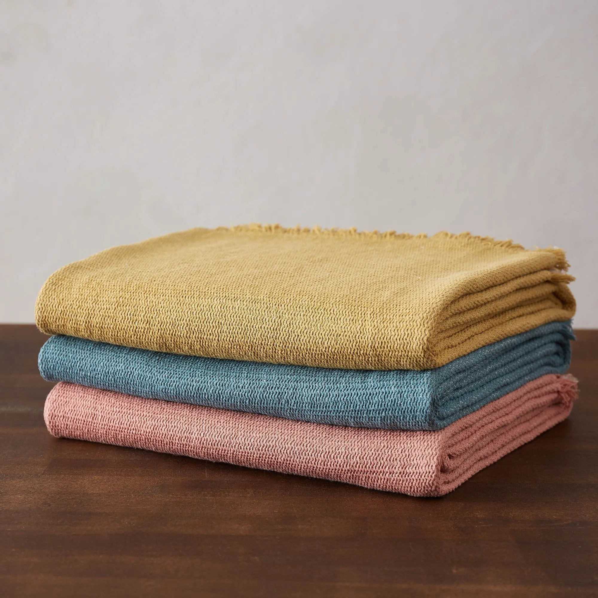 Alkas Cotton Blanket [Dusty pink/Stone grey]