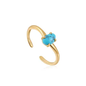 Ania Haie Gold Turquoise Wave Adjustable Ring R044-01G