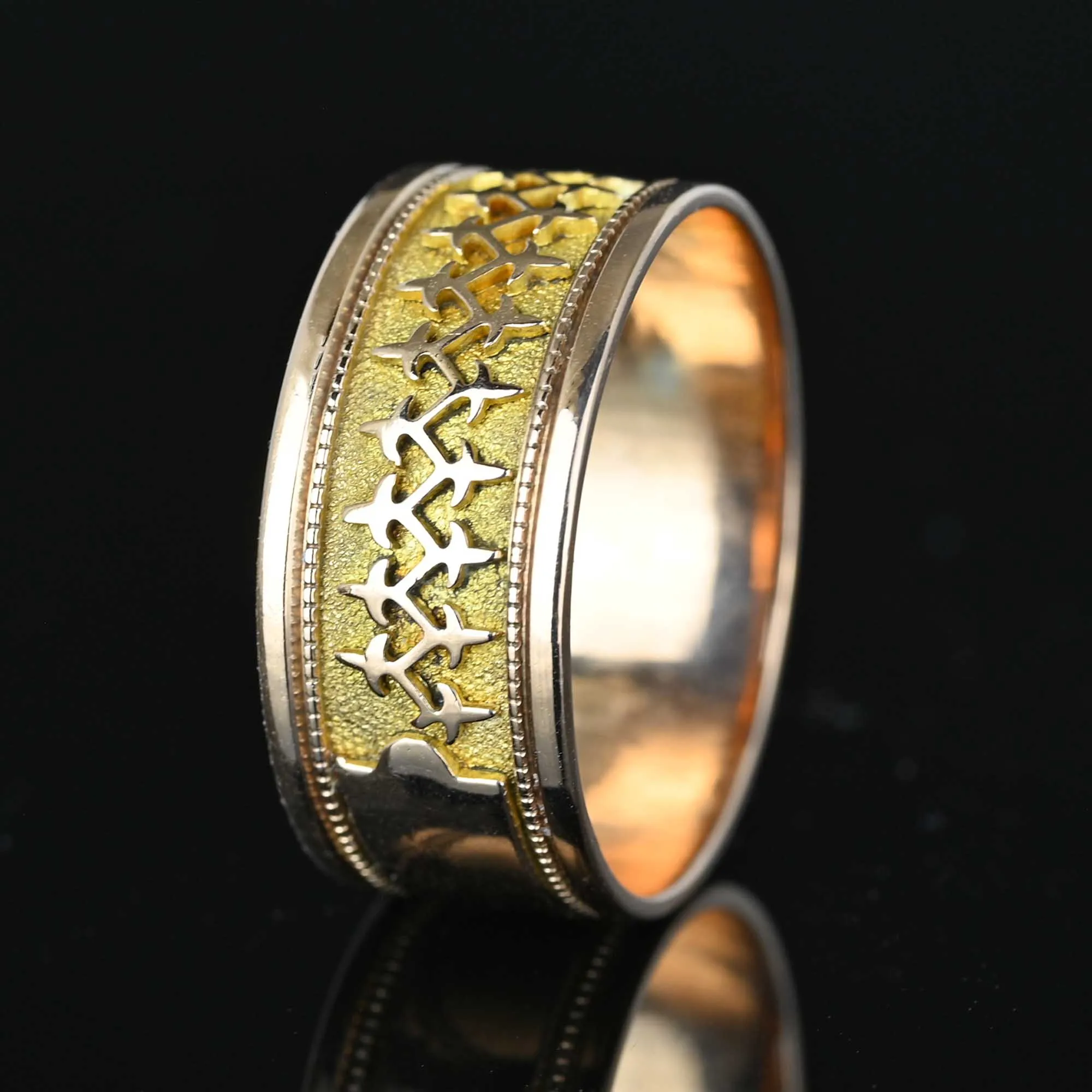 Antique Edwardian 14K Rose & Yellow Gold Wide Ring Band