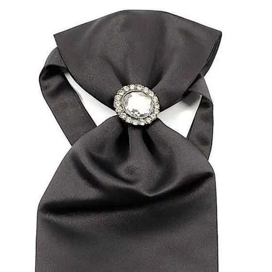 Ascot Tie With Jewel Ring - Anthracite