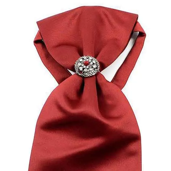 Ascot Tie With Jewel Ring - Maroon