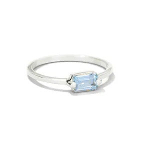 Baguette Ring, Blue Topaz, Silver