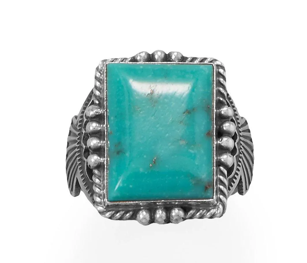 Bold Turquoise! Native American Navajo Men's Ring 14-20mm